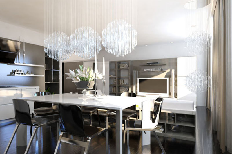 Светильник над центром стола