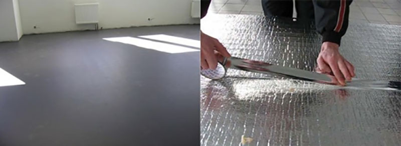 Готовая поверхность и укладка теплоизоляционного слоя